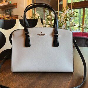Kate Spade New York Perry Medium Satchel Saffiano Leather Warm Beige - NEW